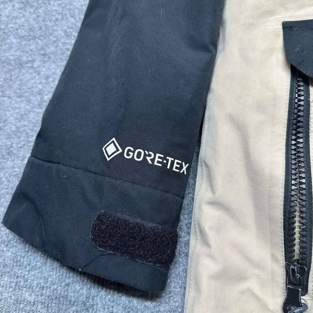 Burton GORE-TEX Living Lining Jacket Mens Small Beige Hooded Ski Snow Insulated